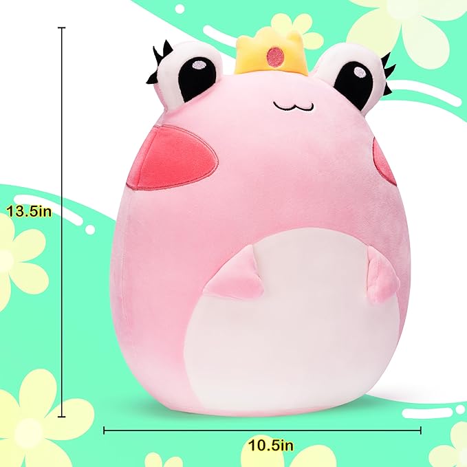 Original 13.5-inch Large Frog Plush Pillow Stuffed Animal Toy,Big Size Cute Soft Toys Kawaii Cuddle Plushie,Gift for Girls Boys Children