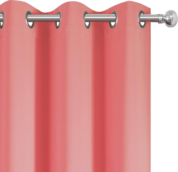 LEMOMO Blackout Curtains 38 x 84 inch/Coral Curtains Set of 2 Panels/Thermal Insulated Room Darkening Bedroom Curtains