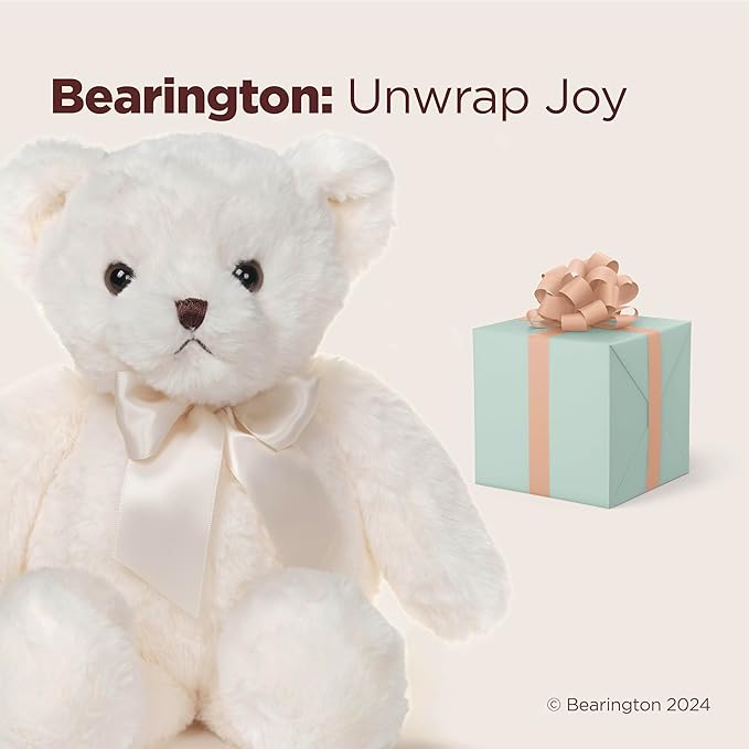 Bearington Chipper 15" White Plush Teddy Bear Stuffed Animal for Birthday Gift - Graduation Gifts Stuffed Animals - Snuggly Toy for Kids, Teens & Adults