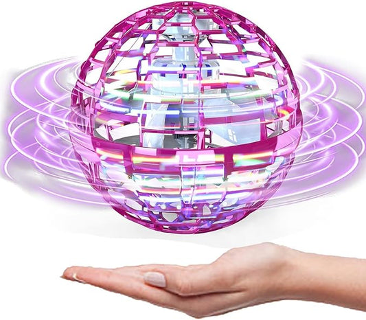 ATHLERIA Pink Flying Orb Ball Toys,Hand Operated Drones for Kids,Cool Gadgets Light Up Cosmic Globe Spinning Glow in The Dark,Christmas Birthday Gift Ideas Toys for Teen Girls Age 6 7 8 9 10+