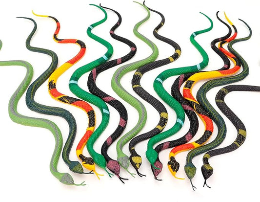 12 Pcs Realistic Rubber Snakes Colorful, Mini Plastic Snakes, Prank Snake Toys for Party, Tricking People, Kids Playing, Garden Props Decorations, 11in