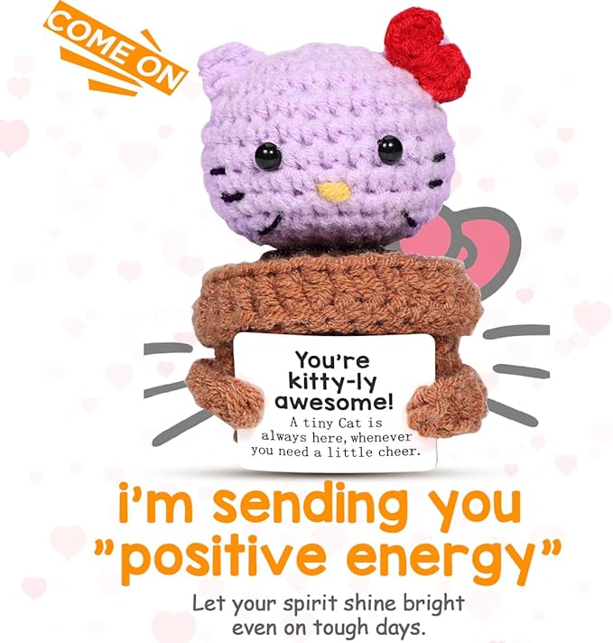 AICase Kitty Stuff Inspirational Crochet Positive Cat Emotional Support Nuggets Kawaii Handmade Cheer Funny Gifts for Women/Mon Friend Girls Coworker Birthday Gifts Trendy Stuff