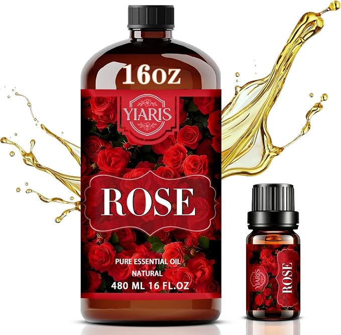 Rose Essential Oil-YIARIS Rose Essential Oil-16.33 Fl Oz,Pure and Natural Fragrance Oil for Aroma Diffuser,Humidifier,Home Fragrance,Bath,Spa,Hair Care,Cleaning,Massage,Yoga