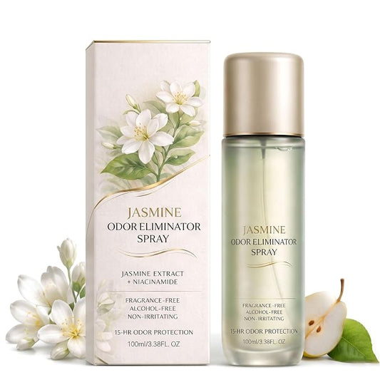 Jasmine Scent Spray & Body Mist, Long-Lasting Whole Body Deodorant for Women & Men, Alcohol-Free Clean Fragrance Deodorant Spray For Everyday Wear, 15 HR Odor Protection, 3.4 Fl Oz