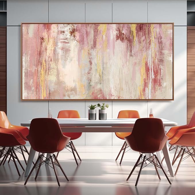 Extra Large Canvas Art Framed Wall Art for Living Room Decor Pink Pictures for Wall Abstract Modern Artwork 36”x70”