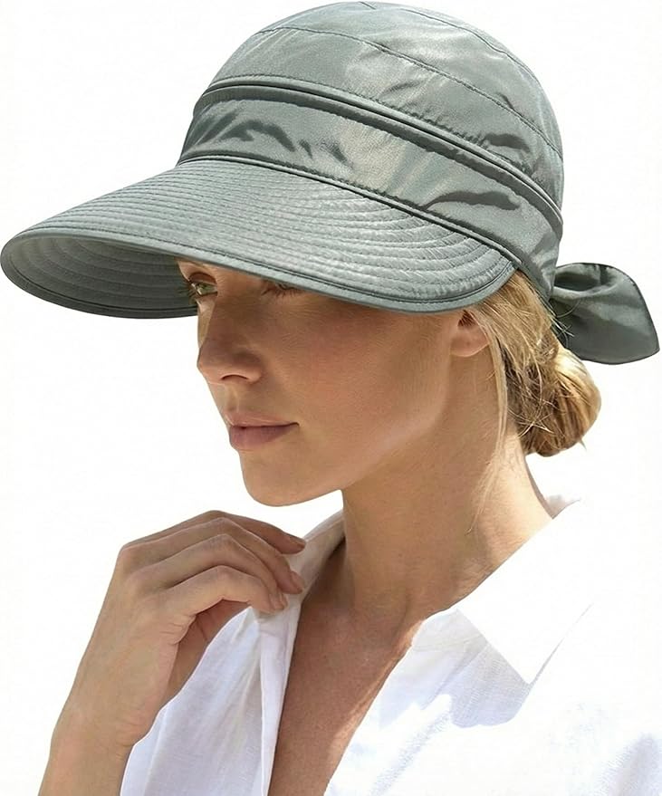 2-in-1 Women’s Sun Visor Sun Hat Zipper Off Ponytail Friendly, Lightweight Quick Dry, Summer UV Protection