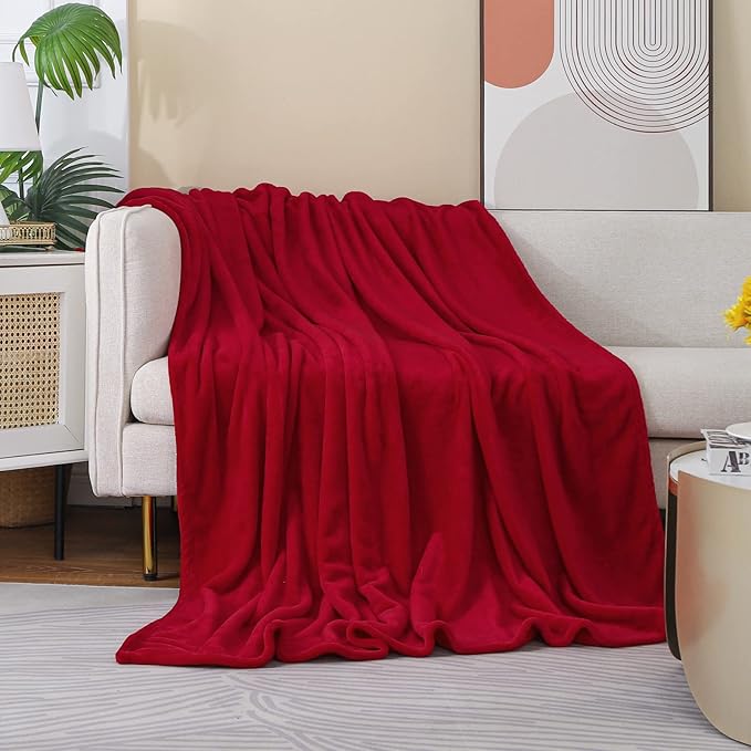 Red Fleece Plush Throw Blanket 60"x80"for Couch Sofa Fuzzy Cozy Flannel | Super Soft Lightweight Microfiber Blanket for Bed Chair bedroom Home Decor All Season,Birthday Gifts for Women Mom Adult