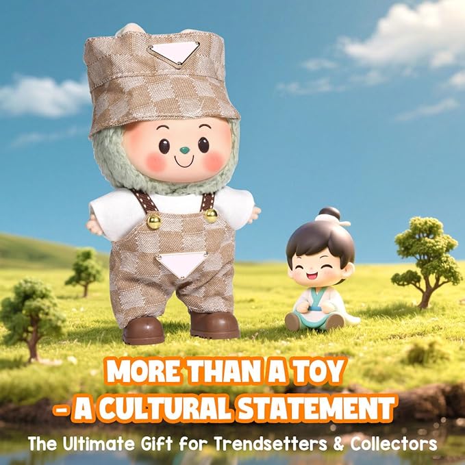 AICase for 17cm Doll Clothes/Outfit,Clothes Set for 17cm Doll,3 Piece Set Hat Clothing,Boys and Girls Stylish Adorable Dolls Clothes Accessories_Brown-1