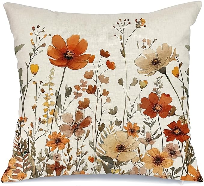 AACORS Fall Pillow Cover 20x20 Inch Floral Decoration Pillow Case Autumn Seasonal Decor for Home Sofa Couch AA730-20