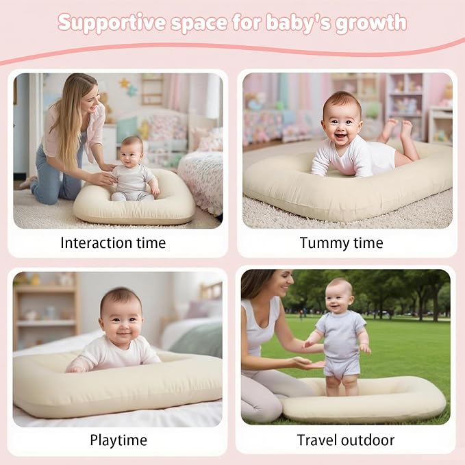 Baby Lounger for Infants Babies 0-24 Months, Bionic Organic Lounger, Soft Cotton Breathable Infant Floor Seats & Loungers for Newborn Baby Shower Gifts (Livid)