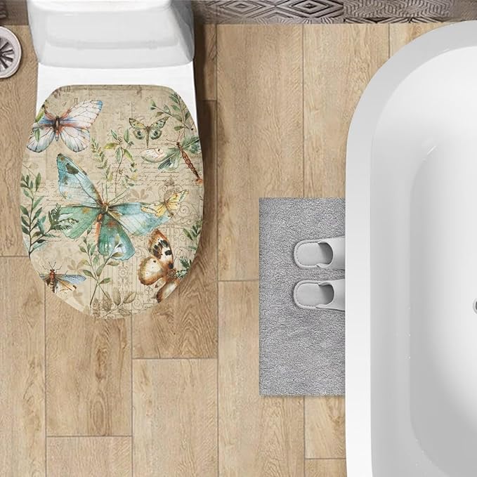 Hummingbird with Lemon Toilet Lid Cover, Bathroom Decorative Flannel Soft Toilet Lid Cover, Bathroom Accessories Machine Washable Reusable Toilet Seat Cover