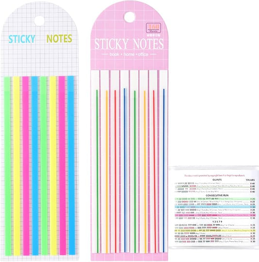 320 pcs Mahjong Card Line Finder Highlighter Tape, Mahjong Line Highlighter Stripe, Transparent Sticky Card Markers Tabs, Mahjong Game Rule Reader, Reusable & No Adhesive Residue (Solid color + Lines)