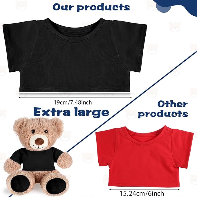 Bear Tee Shirt Fit 14-18inch Bear Clothes Stuffed Animal Clothes Shirt Basic Stuffed Bears Dolls Shirt, Black