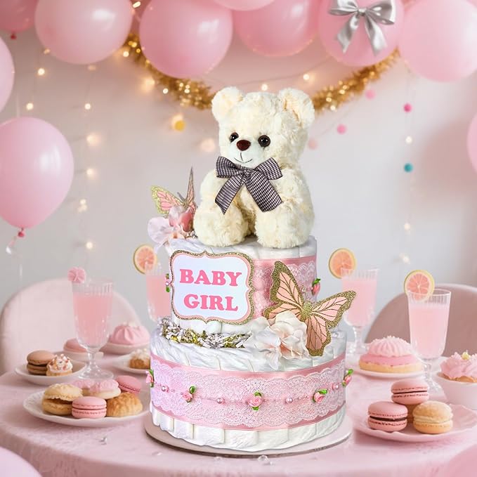 Teddy Bear Stuffed Animal, Cream Bear Plush Toy for Boys Girls Kids 3+, 8″ Soft Bear Gifts for Preschool Toddlers, Teddy Bear Baby Shower Decorations, Birthday Xmas Gift