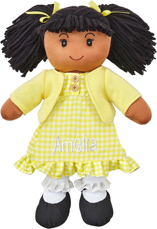 Let's Make Memories Personalized Rag Doll - Mini-Me Doll - Doll for Girls - Toy for Girls - Black Hair