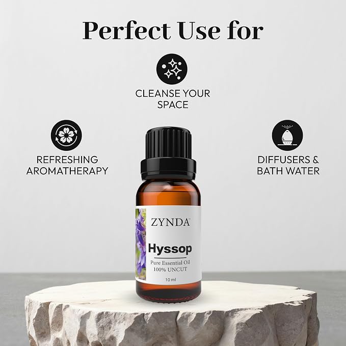 Hyssop Essential Oil 100% Pure & Natural – Premium Aromatherapy Grade, Skin Oil & Muscular Relaxation Oil, 3rd Party Lab Tested (10ml)