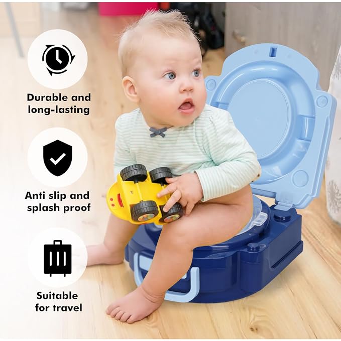 Baby Carry Potty,Portable Potty for Toddler Kids Travel,Toddler Potty Toilet, Carry Baby Potty Toddler Toilet Seat for Camping Park Outdoor,Children Car Potty (Blue)