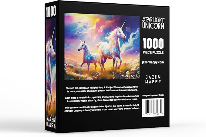 Challenging Jigsaw Puzzle for Adults and Families - 1000 Pieces - Starlight Unicorn - Jazen Happy - 27x20 inch - Poster Included Puzzle