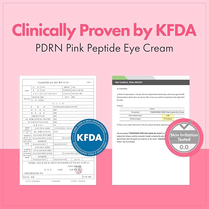 TOSOWOONG PDRN Pink Peptide Eye Cream with Salmon DNA PDRN 5,000ppm, Anti Aging Formula with Caffeine & Liposome Retinol for Fine Lines, Dark Circles and Wrinkles, Korean Skincare, 30ml / 1.01 fl.oz.