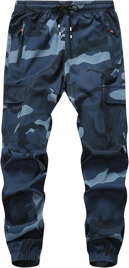 Boy's Cargo Joggers Pants Youth Quick Dry Hiking Lightweight Pants for Sports Outdoor with Zipper Pockets