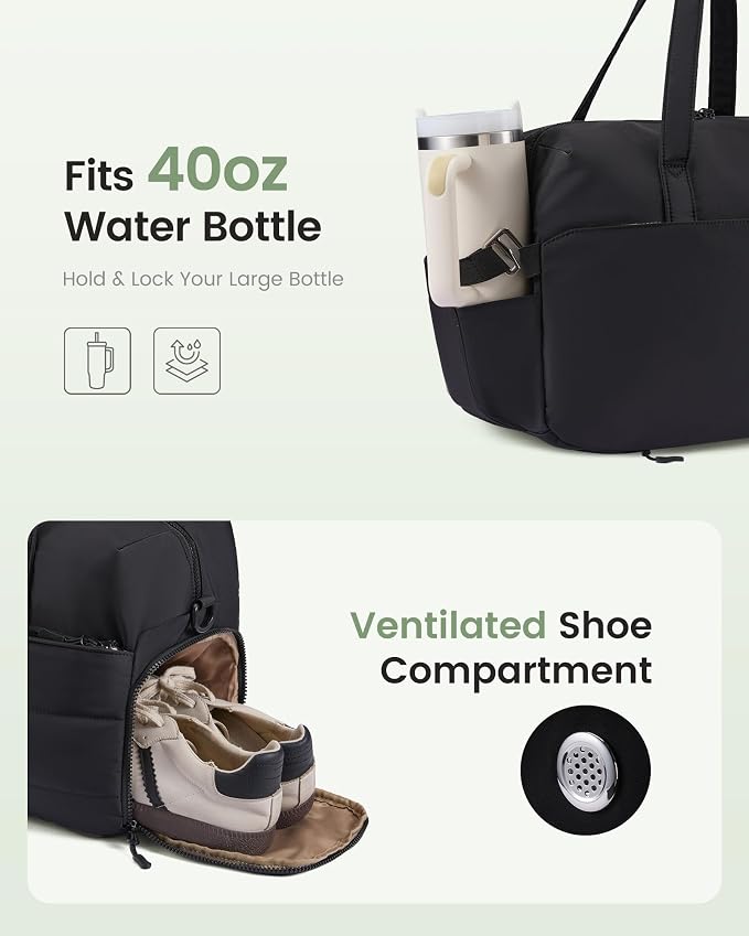 LOVEVOOK Small Gym Bag for Women with Large Tumbler Holder Pocket, Carry on Weekender Travel Duffel Bag with Shoe Compartment, Overnight Mini Personal Bag with pouch for Workout Sport Dance Yoga