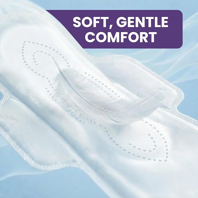 [42 Count] Essentials Maxi Pads with Wings | 7 Count (Pack of 6), Sanitary Pads for Women, Super-Soft & Leak-Proof Period Pads, Advanced Absorbent Core with Wings | Night