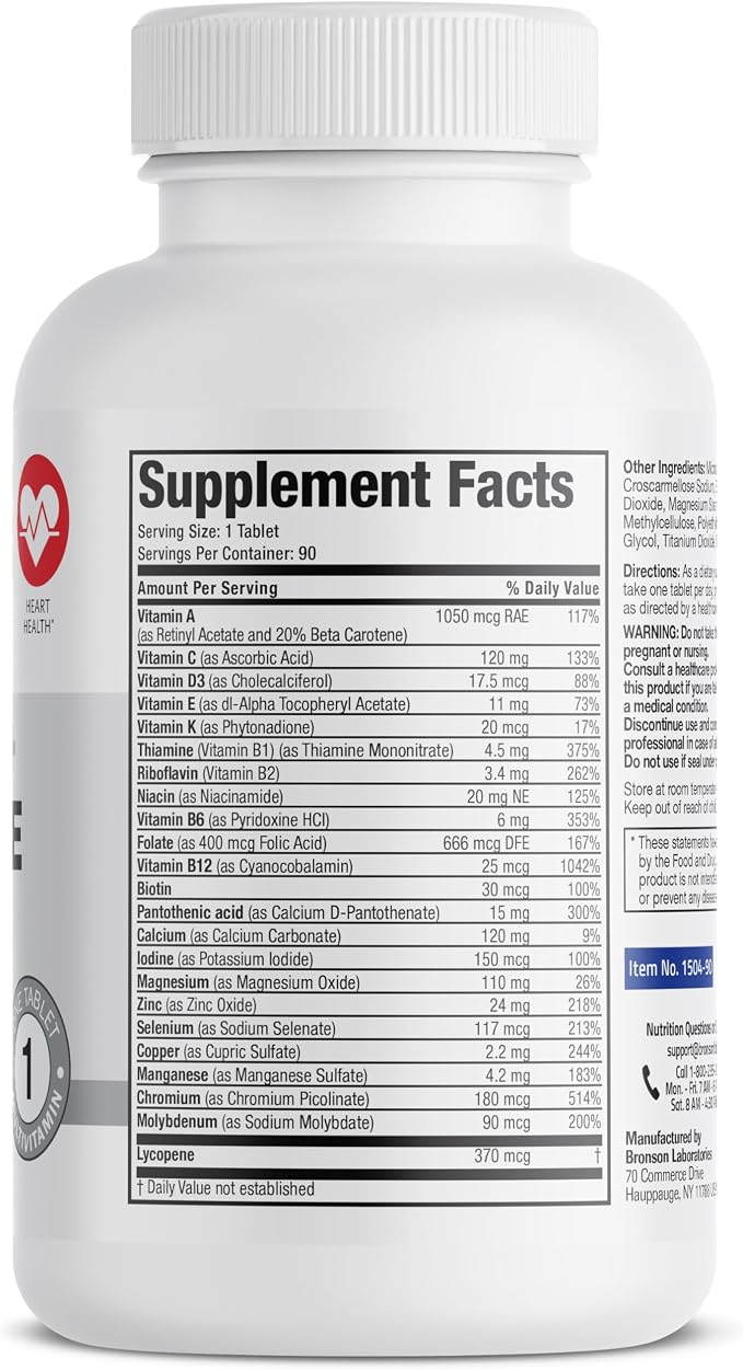 Bronson ONE Daily Mens 50+ Complete Multivitamin Multimineral, 90 Tablets