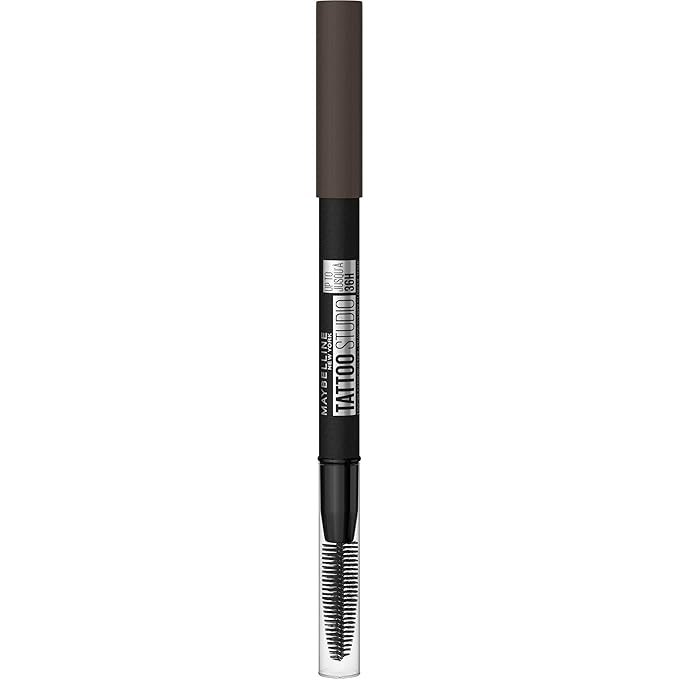Maybelline TattooStudio Waterproof Eyebrow Pencil, Sharpenable, Longwear, Long Lasting, Pigmented Eyebrow Pencil for Defined Brows, Black Brown, 1 Count
