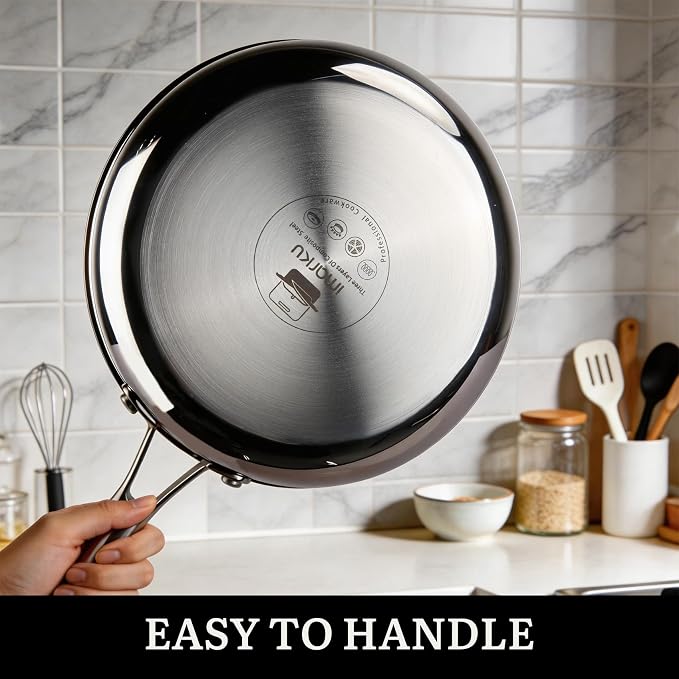 imarku 14-Piece Tri-Ply Hammered Stainless Steel Cookware Set | Multifunctional 14pc Pots and Pans with Steamer | Non-Toxic No-Coating Nonstick | Induction & Oven-Safe up to 500°F