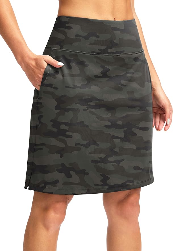 G Gradual 20" Skorts with Pockets Knee Length Golf Skirt | Built in Soft Shorts, High Waisted, Tummy Control, Breathable, Long Skorts for Athletic, Tennis, Dressy, Casual, Summer