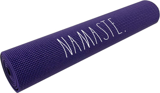 Rae Dunn Yoga Mat - High Density Foam Exercise and Fitness Mat for Workout or Stretching - Dual Sided Non Slip Cushion Grip - Portable, Travel Friendly - Use at Home, Gym, Yoga Studio, Pilates