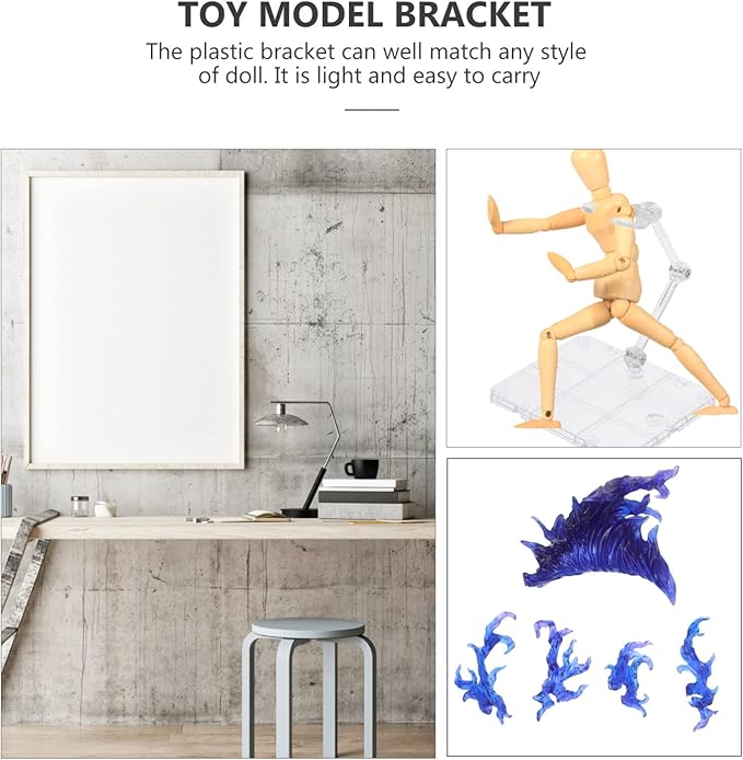 Action Figure Stand Set with Fire Effects - Purple & Blue Display Holder for 6-12 Inch Models Easy Assembly and Sturdy Support