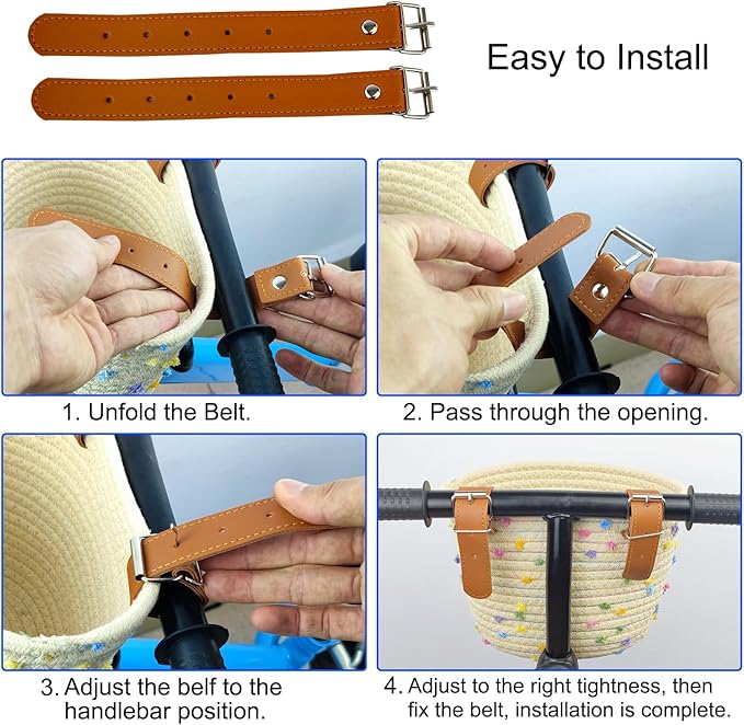 Kids Bike Basket for Boys and Girls, Children's Bicycle Basket Woven With Sisal Rope, Cute Decorative Accessories for Balance Bikes and Scooters
