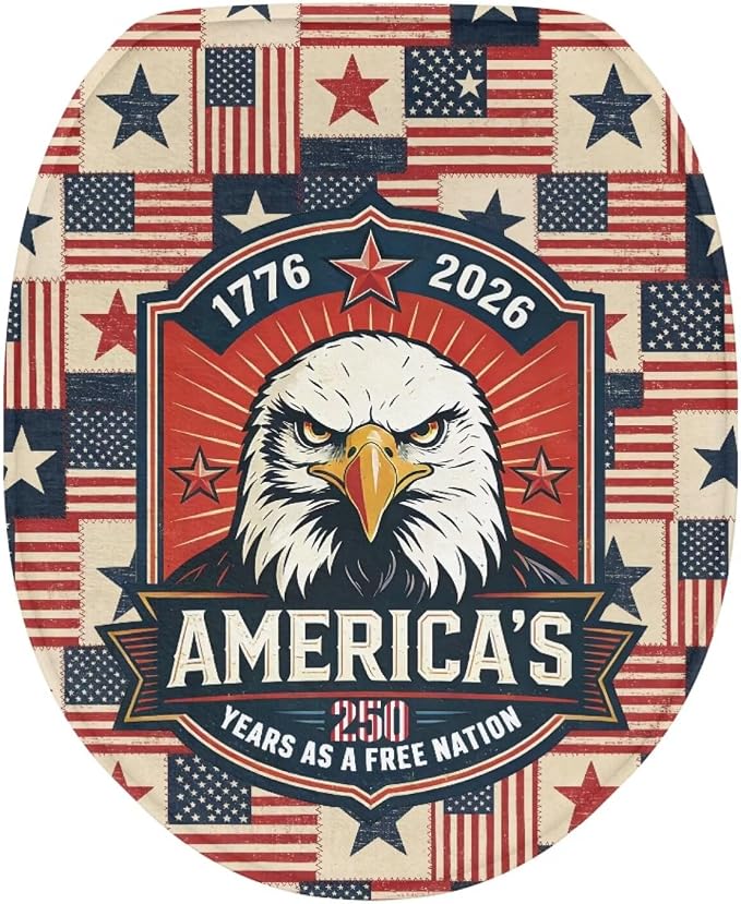 American Flag Toilet Seat Covers Elongated for Bathroom Universal Toilet Tank Cover Replacement Washable Dust Covers Universal Toilet Tank Cover Patriotic Decorations for Home,Easy to Clean