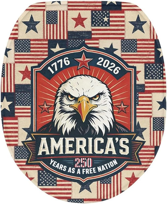 American Flag Toilet Seat Covers Elongated for Bathroom Universal Toilet Tank Cover Replacement Washable Dust Covers Universal Toilet Tank Cover Patriotic Decorations for Home,Easy to Clean