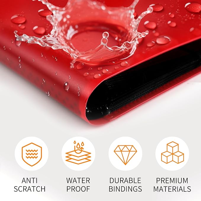 Card Binder 9 Pocket, PP Cover Trading Card Binder for 360 Cards, Sturdy Card Collection Album, Card Holder Folders for MTG, TCG, Game Cards & Sports Cards,Red