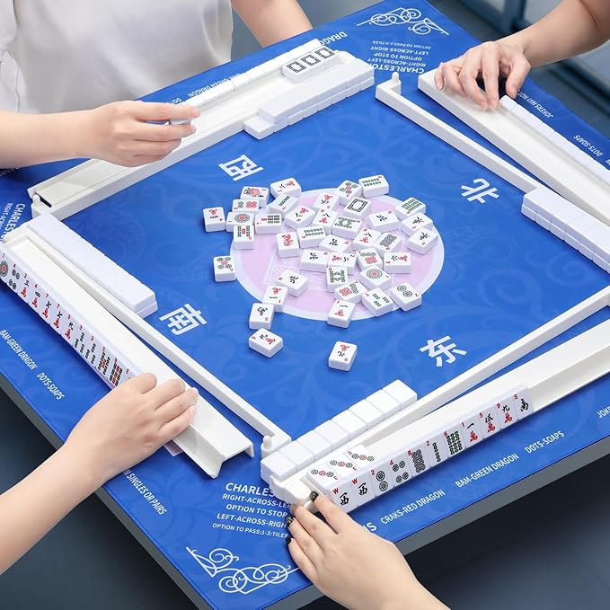 Mahjong Racks with Pushers, 4 Mah Jongg Clear Acrylic American All-in-One Tile Rack & Pusher Accessories Gifts (Milk White)