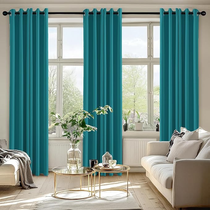 MIULEE Blackout Curtains for Bedroom 2 Panels 40 x 84 Inch Long Teal | Thermal Insulated, Living Room Darkening Grommet Drapes, Noise Reducing, Light Blocking Window Treatments