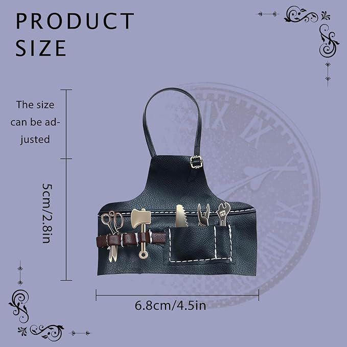 Apron Work Clothes for 17cm Doll(NO Doll)，Repairman Series，6 Accessories in Total，Leather Bibs with Adjustable Length, Suitable for Tool Enthusiasts，Suitable 3.94-6.7inch(10-17cm) for Dolls