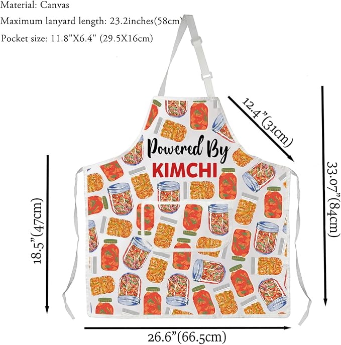VAMSII Korean Lover Gift Powered by Kimchi Apron With Pockets Kimchi Get Cultured Kitchen Gift Korean Food Lover Gift