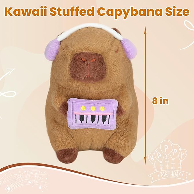 Cute Capybara Plush Toy, 8 Inch Capybara Stuffed Animal Kawaii Doll Pillow Gifts for Boys Girls