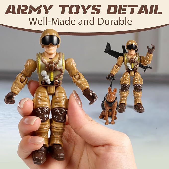 HAPTIME Army Men Action Figures with Weapons, Toy Soldiers for Boys, Plastic Army Toys for Boys 6-8, Birthday Gift for Military Collectors (6Pcs Yellow)