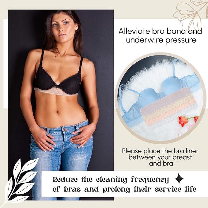 Toulite 10 Pcs Reusable Bra Liners for Sweat, 3 Layer Bra Sweat Pads, Soft Cotton Outer Layer with Polyester Fiber Core