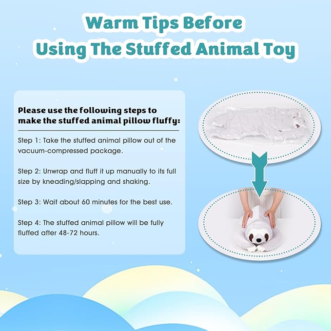 My OLi 24'' Sloth Cooling Stuffed Animal Pillow Coolable Stuffed Sloth Pillow Soft Chill Plush Hugging Pillow Plush Toys Gift for Kids Adults