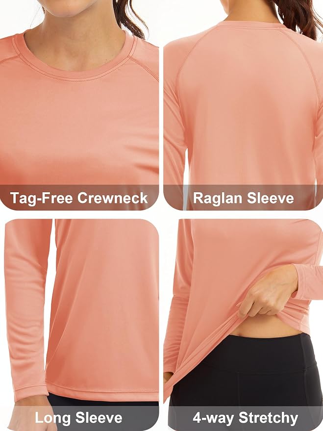 MAGCOMSEN Women's Long Sleeve Shirts UPF 50+ Sun Protection Shirts for Hiking Fishing Workout Rash Guard