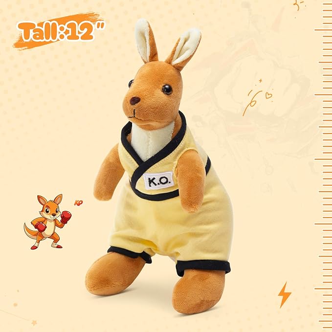 Plush Kangaroo with Yellow Martial Arts Outfit, Kangaroo Stuffed Animal, Plush Toys Ideal Present for Kids,Boys and Girls,12 Inch