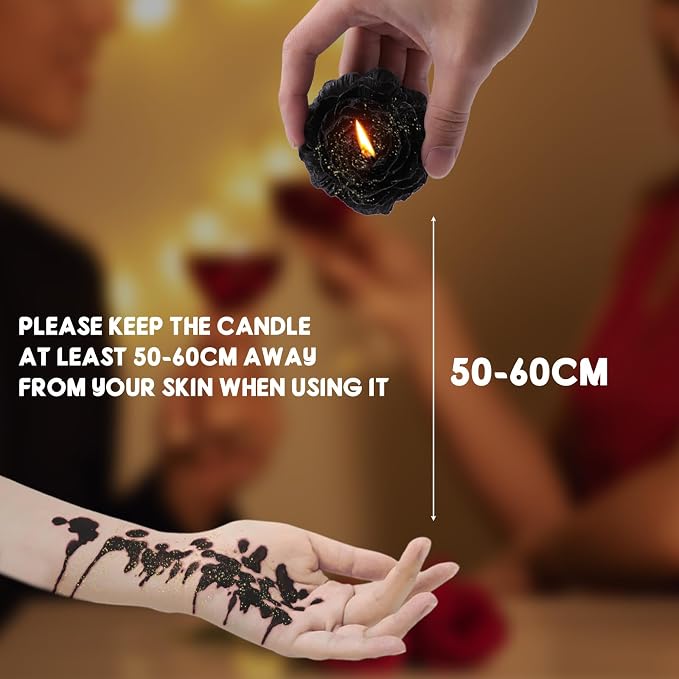 4 Pcs Low Temperature Candles Glitter Black Peony Flower Home Scented Candle Kit Pure Natural Soybean Oil Candle Aromatherapy Romantic Wax Play Candle for Lovers Couples