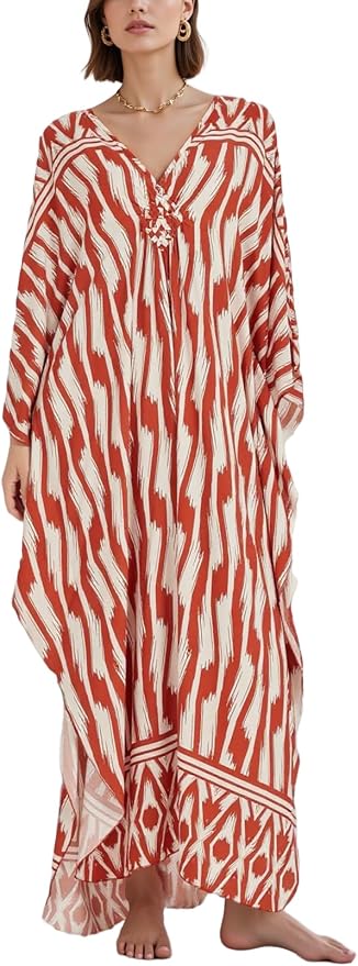 Mumu Dresses for Women Plus Size, Bohemian Kaftan Beach Cover Up Long Maxi Nightgown Soft Loungewear