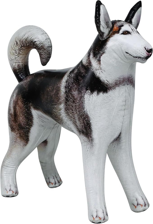 Jet Creations Husky Inflatable 32"L x 30"H – White & Black Dog Toy for Kids 3+, Halloween & Fall Decor, Birthday Party, Yard Display, Pool Play, VBS, Office, Sport Mascot, 1 PC
