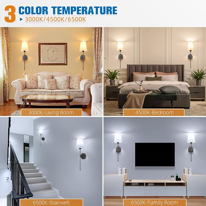25.4 inch Battery Operated Wall Sconce Set of 2,Black Rechargeable Wall Lights with 10400mAh Dimmable Detachable Bulbs and Remote,9 Colors Wireless Sconces for Bedroom Living Room Hallway